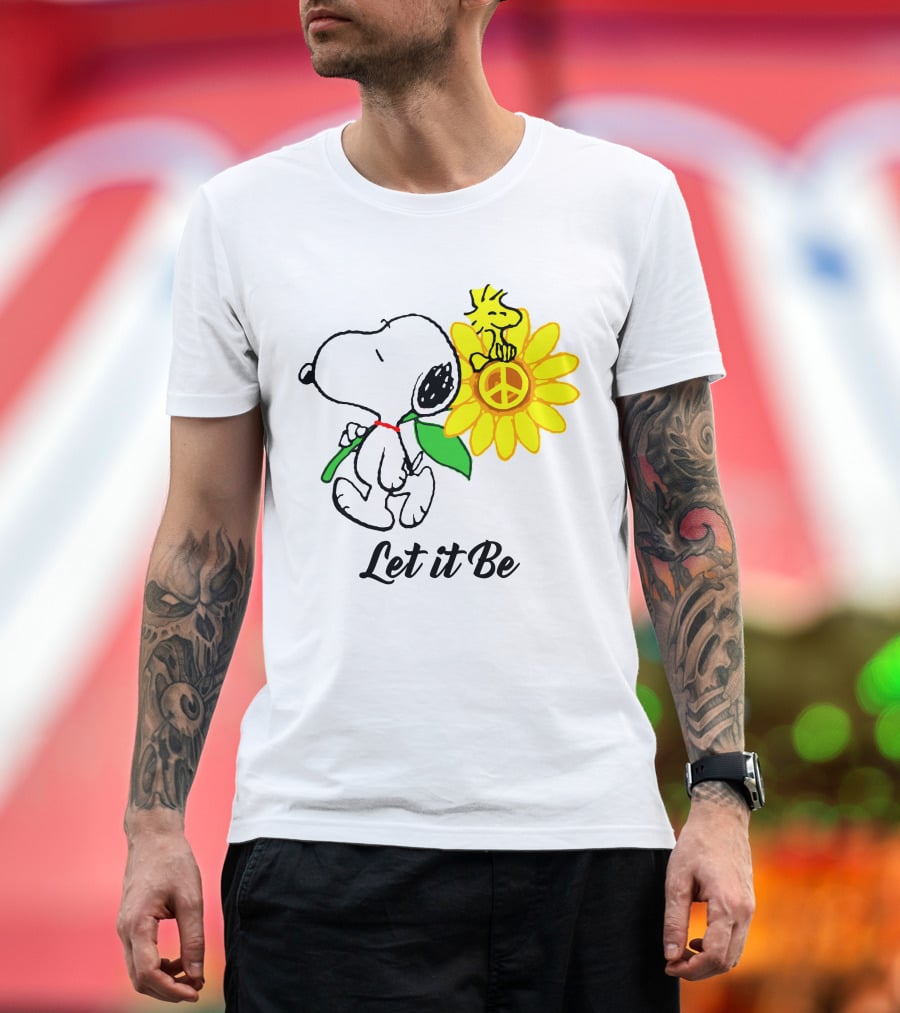 Let It Be Snoopy Woodstock Sunflower Peace T-Shirt