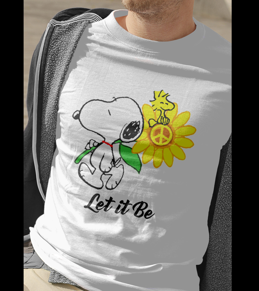 Let It Be Snoopy Woodstock Sunflower Peace T-Shirt