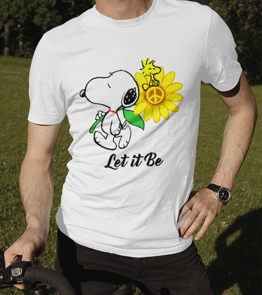 Let It Be Snoopy Woodstock Sunflower Peace T-Shirt