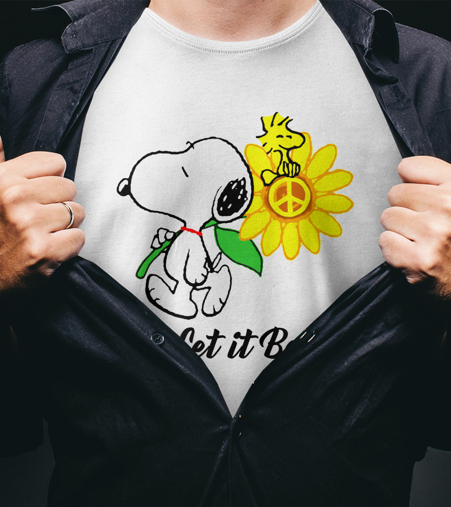 Let It Be Snoopy Woodstock Sunflower Peace T-Shirt