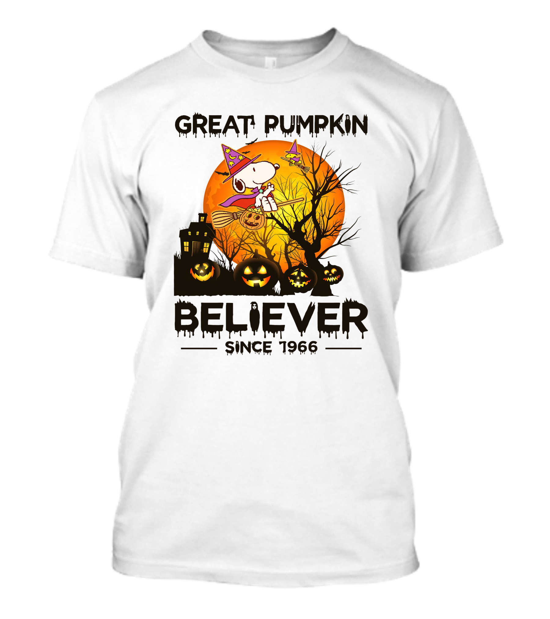 Great Pumpkin Believer Since 1966 Snoopy Halloween Scene T-Shirt