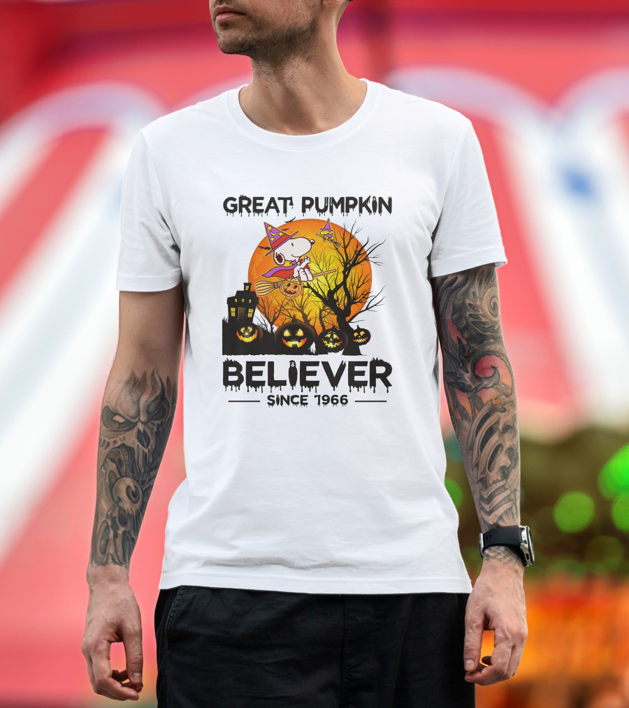 Great Pumpkin Believer Since 1966 Snoopy Halloween Scene T-Shirt