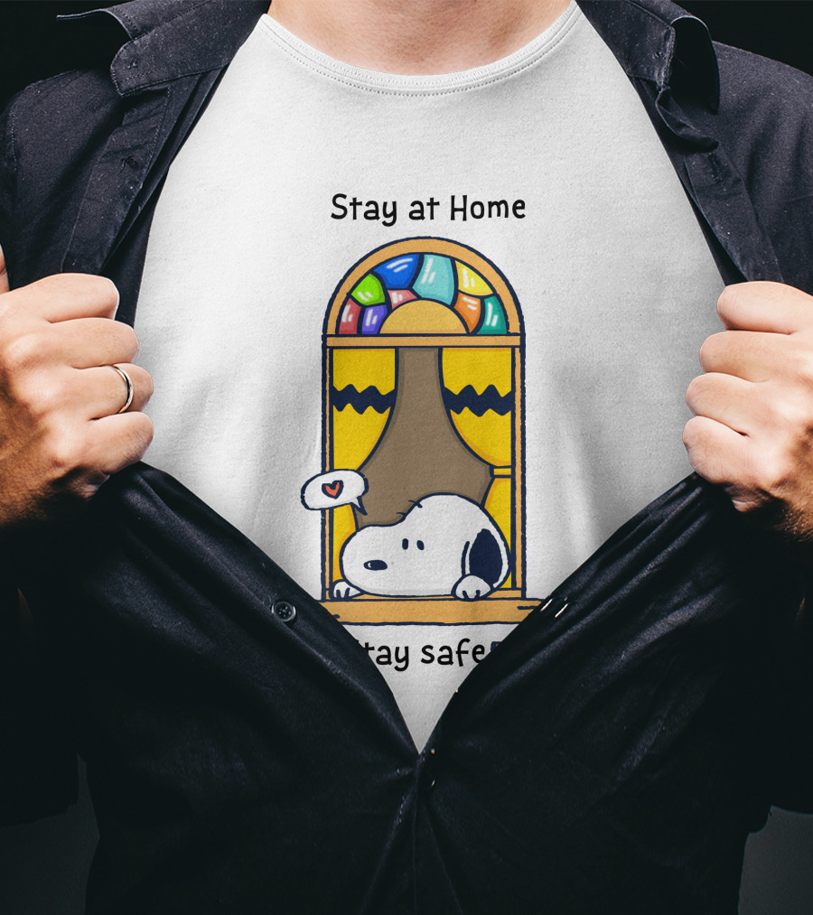 Stay At Home Stay Safe Peanuts Snoopy Window T-Shirt