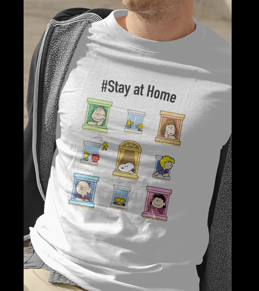 Stay At Home Peanuts Characters In Windows ​​ T-Shirt