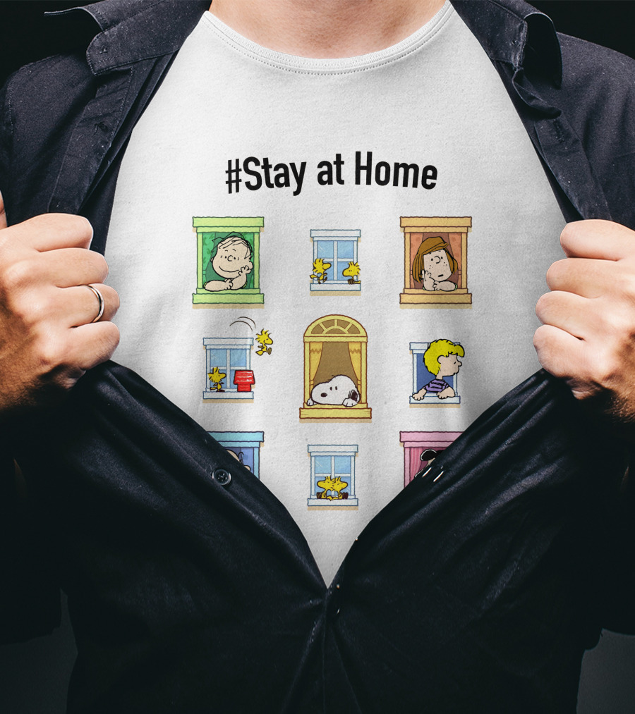 Stay At Home Peanuts Characters In Windows ​​ T-Shirt