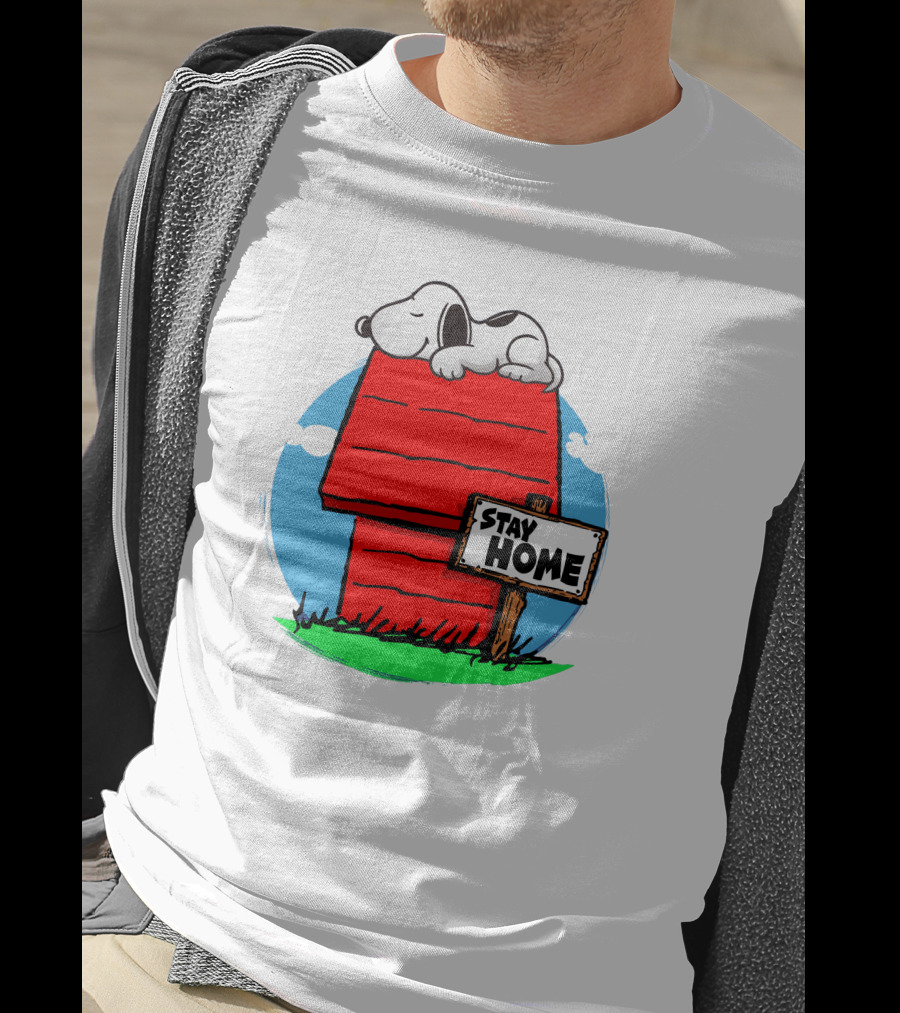 Stay Home Snoopy Doghouse Relaxation T-Shirt