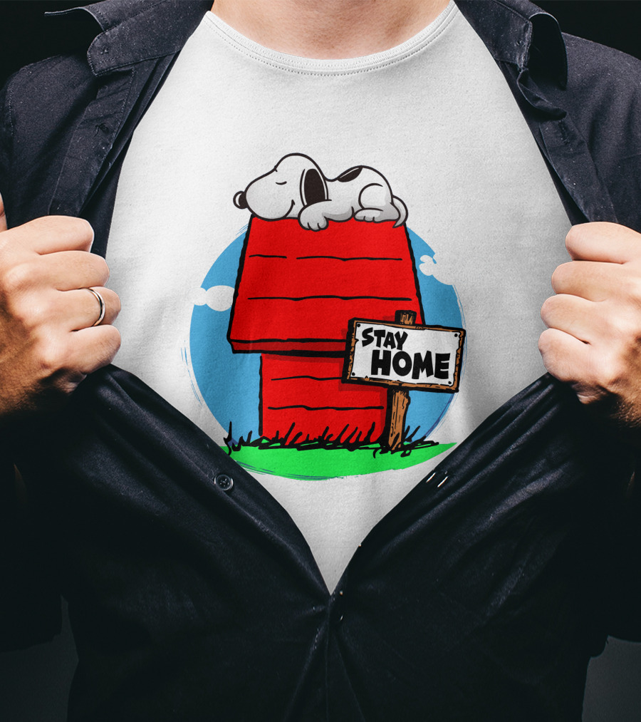 Stay Home Snoopy Doghouse Relaxation T-Shirt