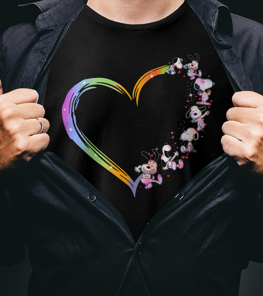 PN Heart Rainbow Cartoon Characters T-Shirt
