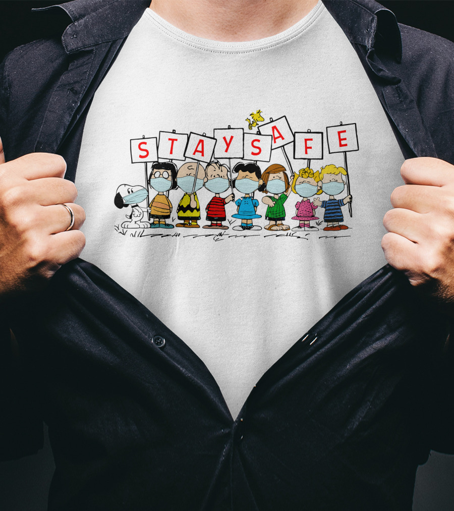 Stay Safe Peanuts Characters With Masks T-Shirt
