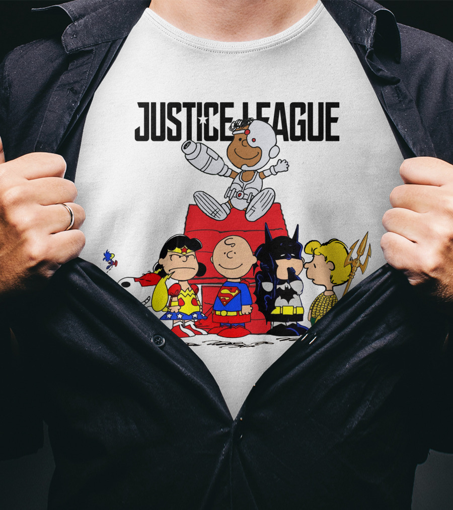 Justice League Peanuts Crossover Charlie Brown Superheroes T-Shirt