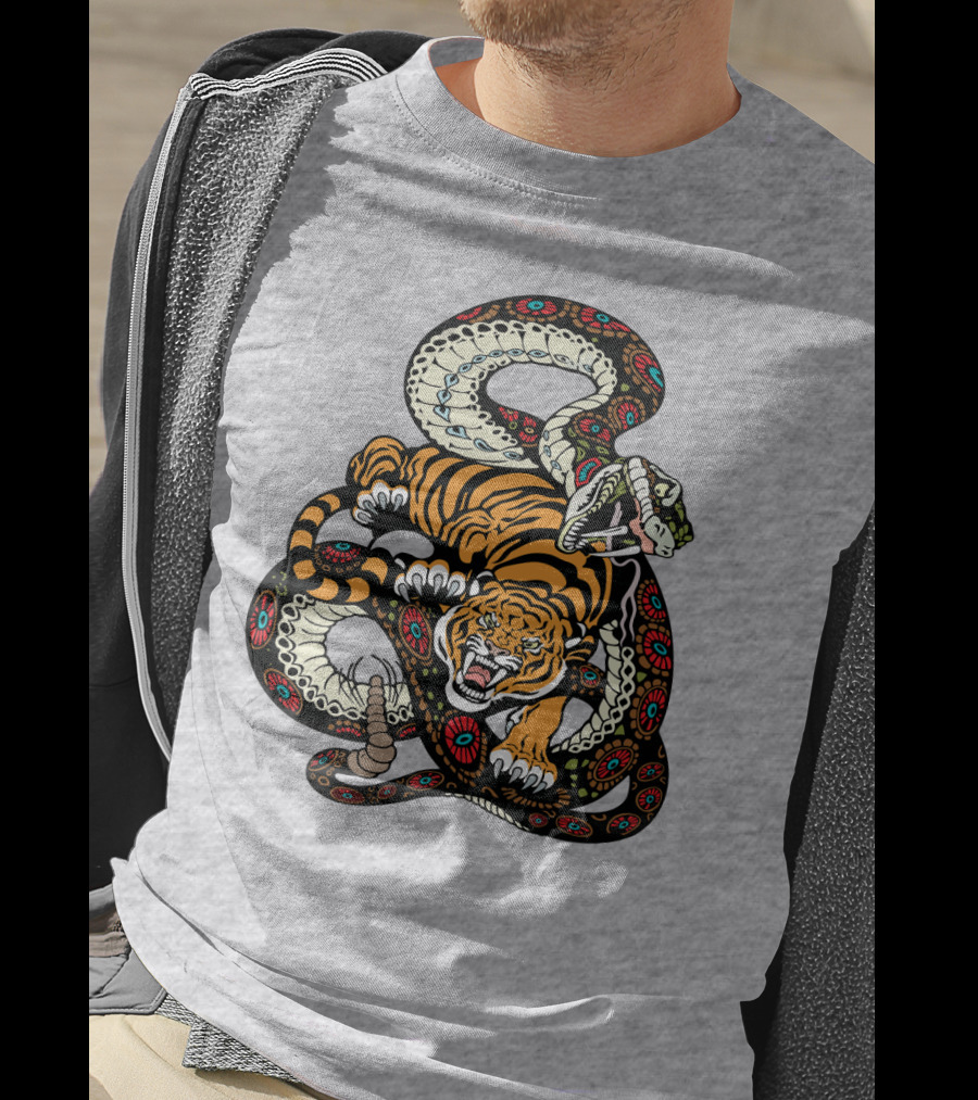 Tiger And Snake Fierce Battle T-Shirt