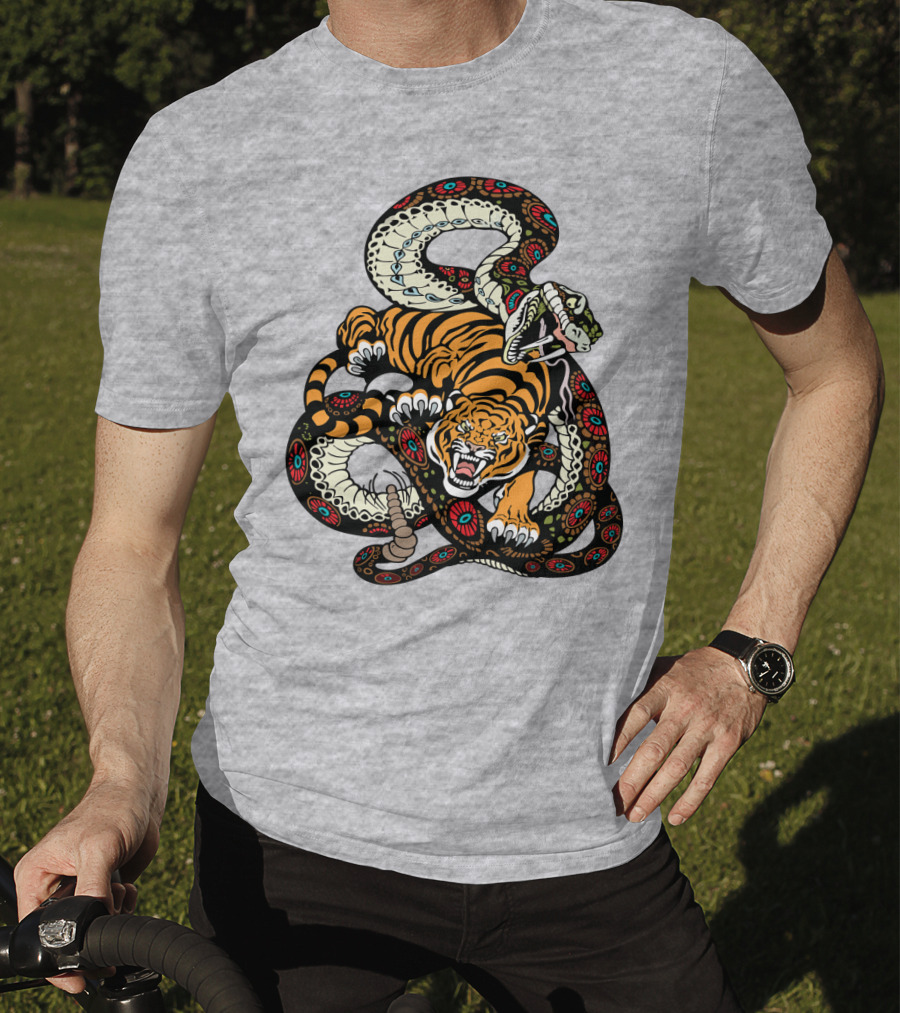 Tiger And Snake Fierce Battle T-Shirt