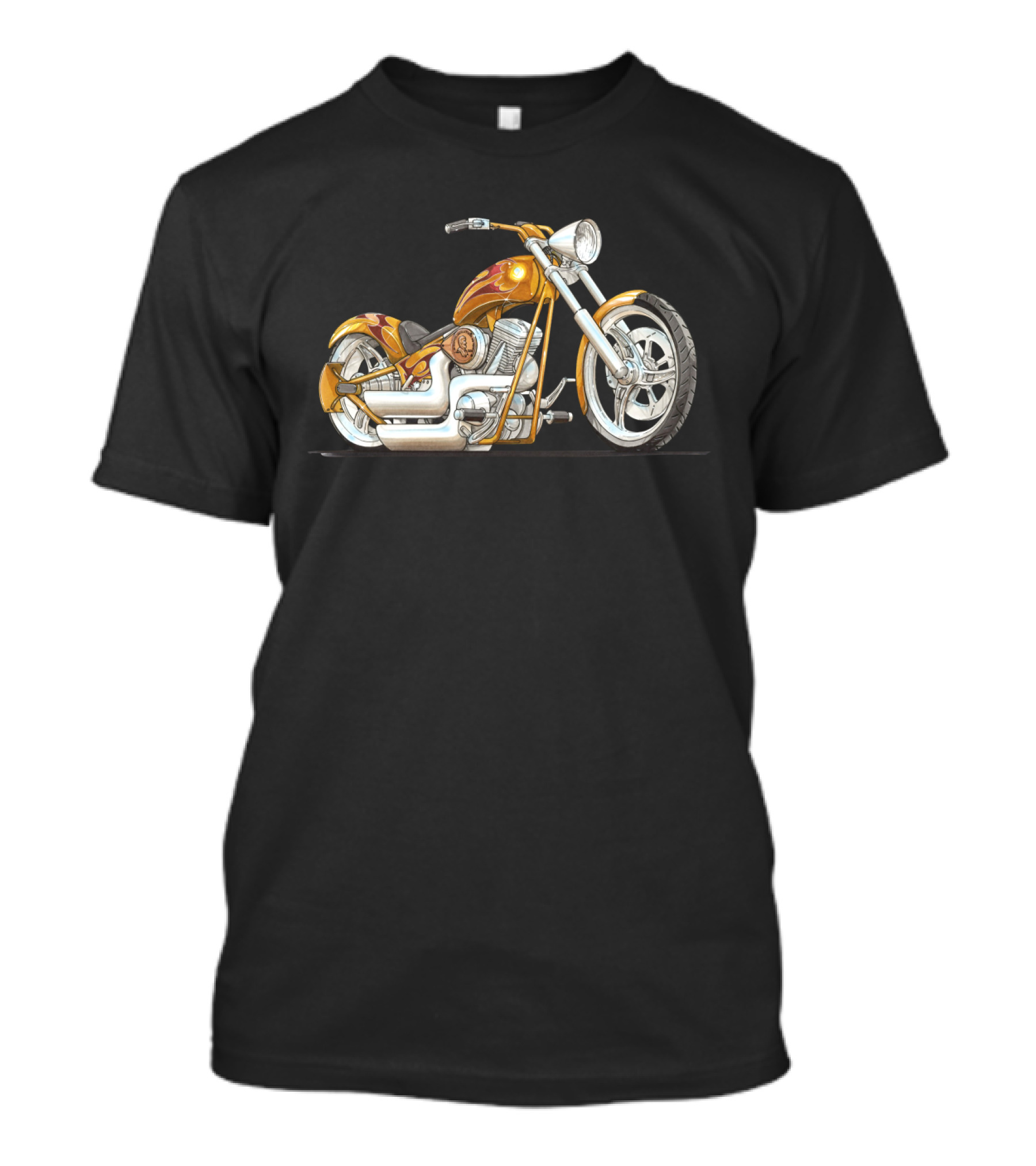 Best Motorcycle Custom Chopper Fiery Chrome T-Shirt