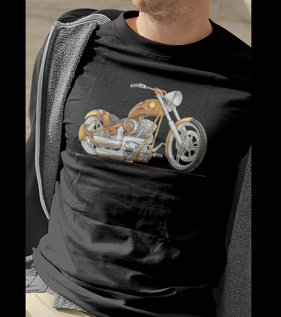Best Motorcycle Custom Chopper Fiery Chrome T-Shirt