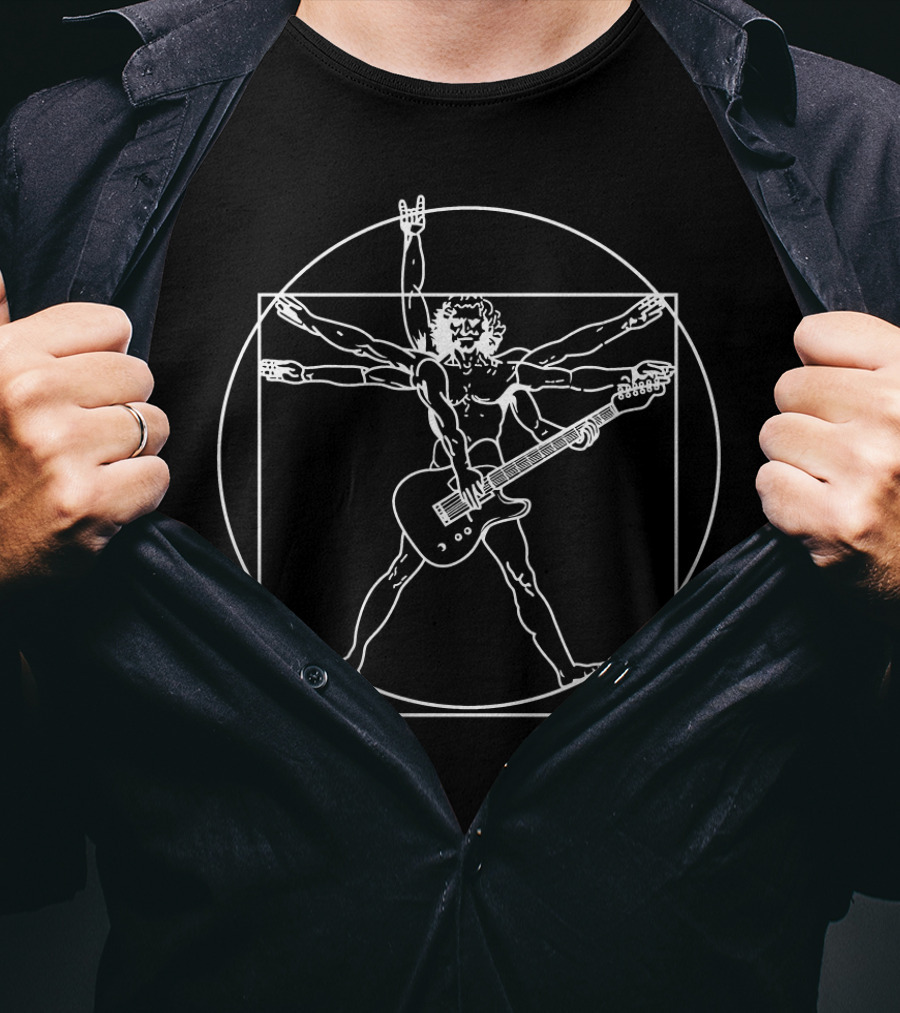 Rock Guitar Vitruvian Man T-Shirt
