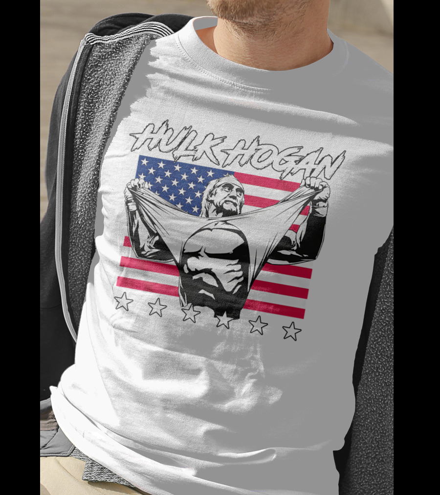 Hulk Hogan American Flag Stars Iconic Pose T-Shirt