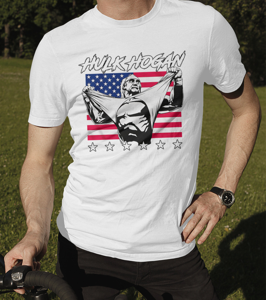 Hulk Hogan American Flag Stars Iconic Pose T-Shirt