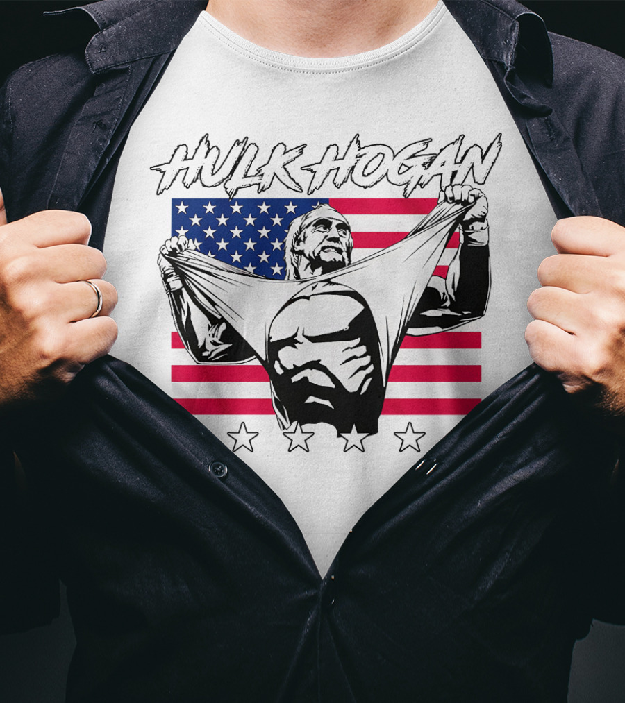 Hulk Hogan American Flag Stars Iconic Pose T-Shirt