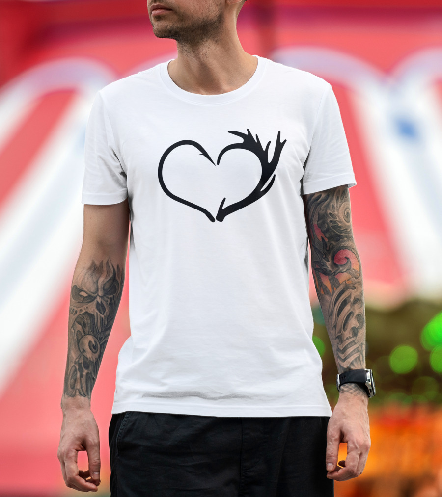 Antler Heart Shape Design for The Love Of It T-Shirt