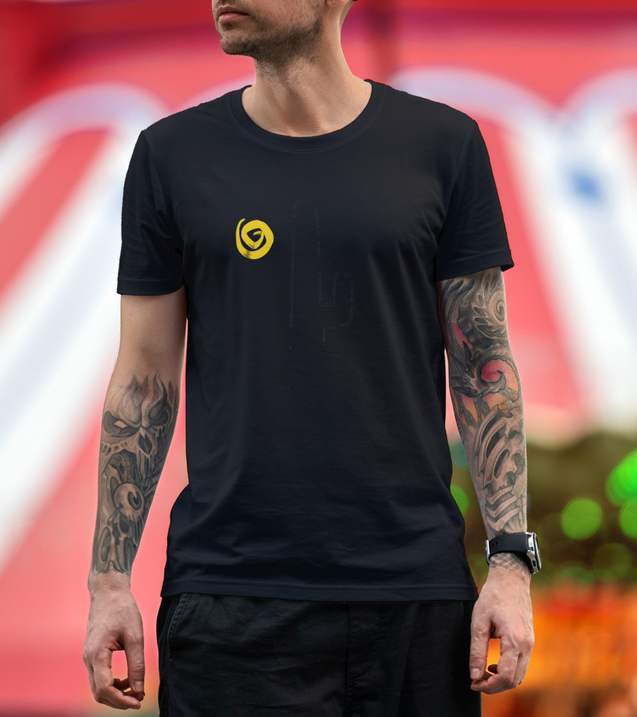 Cactus with Bright Yellow Sun in Desert Scene T-Shirt