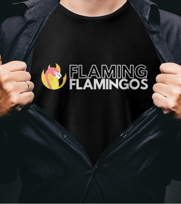 Flaming Flamingos Bird With Fire T-Shirt
