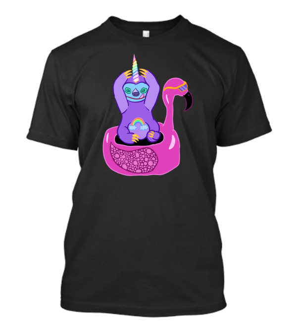 Adorable Sloth Icorn Rainbow Flamingo Float T-Shirt