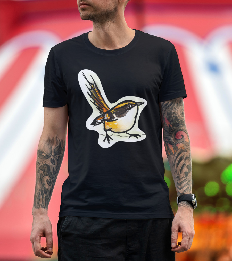 Churrin Bird Vibrant Artistic Illustration with Orange and Black Details T-Shirt