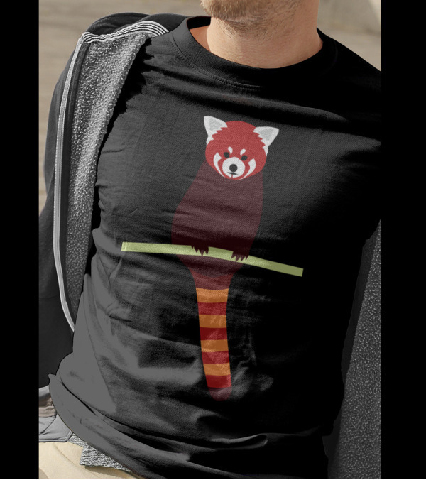 Red Panda With Striped Tail On Branch Minimalist T-Shirt