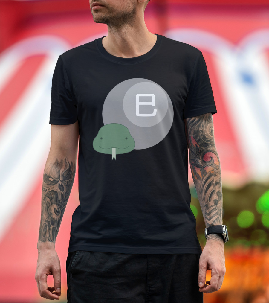 Snake Junishi Zodiac Symbol with Smiling Snake and Circular Character T-Shirt