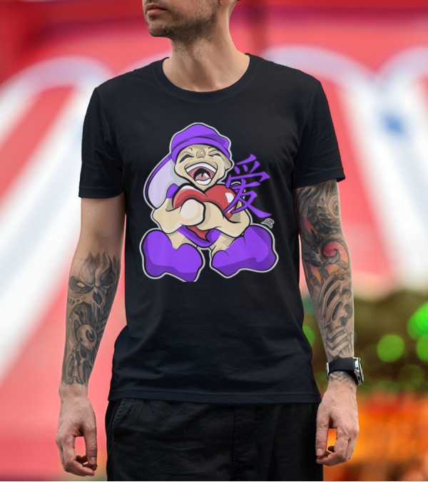 Premium T-Shirt: Live Laugh Love Anime Character Heart Purple Kanji T-Shirt Live Laugh Love Anime Character Heart Purple Kanji T-Shirt
