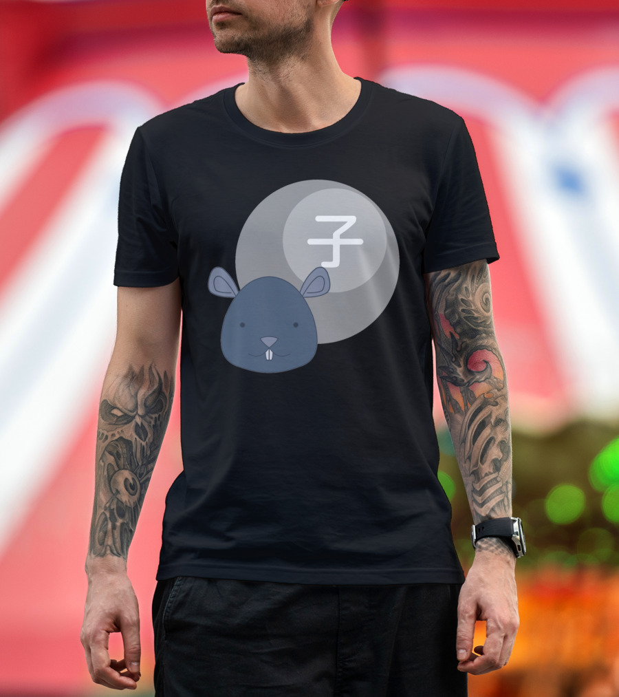 Rat Junishi Zodiac Symbol with Cute Rat T-Shirt