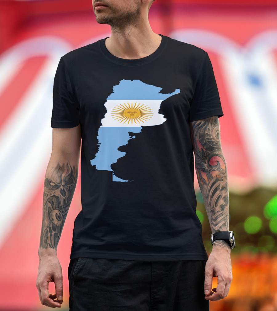 Argentina Flag Sun Emblem on Map T-Shirt
