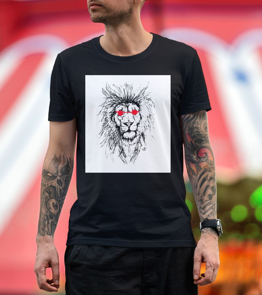 RedEvents Lion with Red Sunglasses Sketch T-Shirt