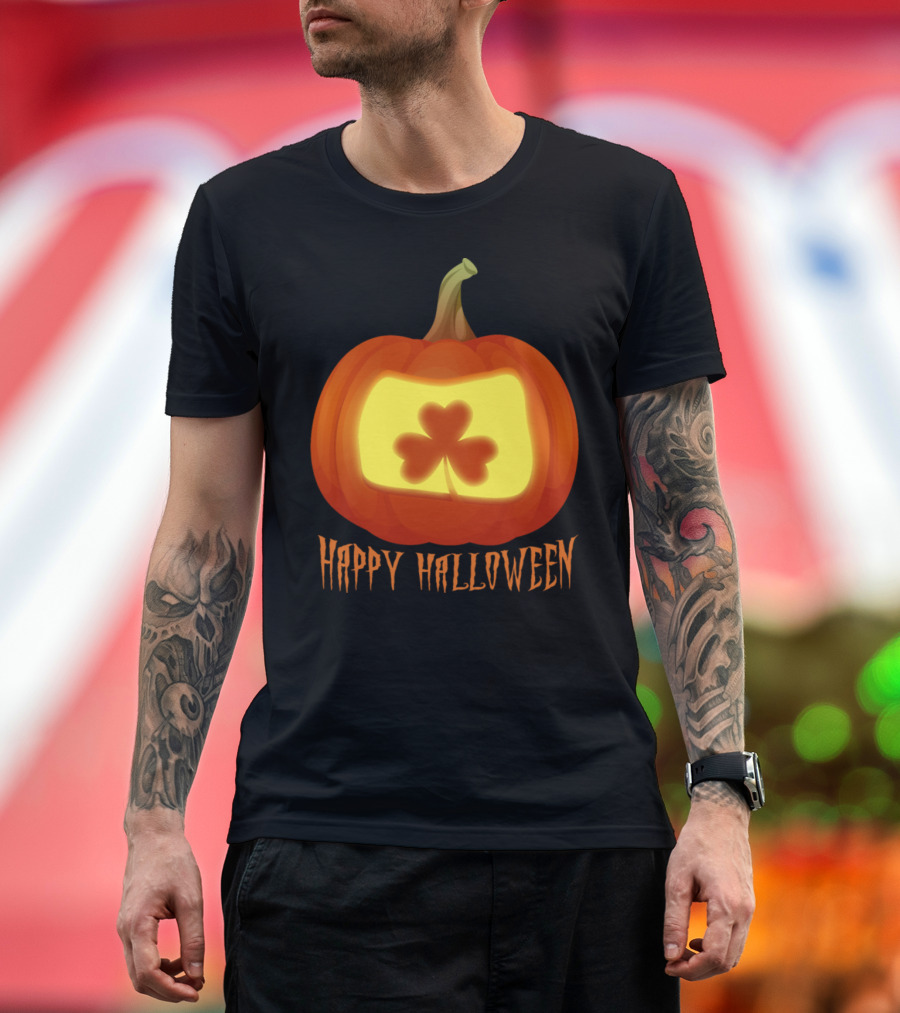 Happy Halloween Irish Shamrock Pumpkin Jack o Lantern T-Shirt