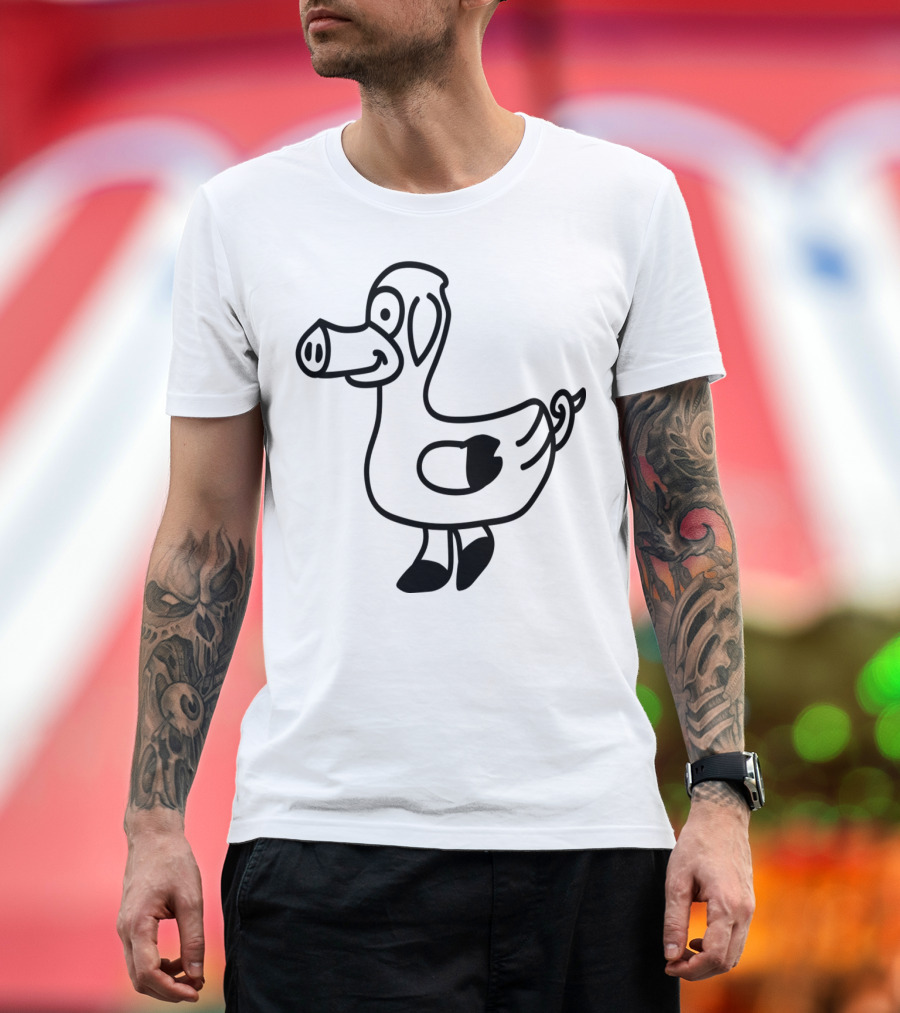 Pig Duck Hybrid Silhouette Outline 1c T-Shirt