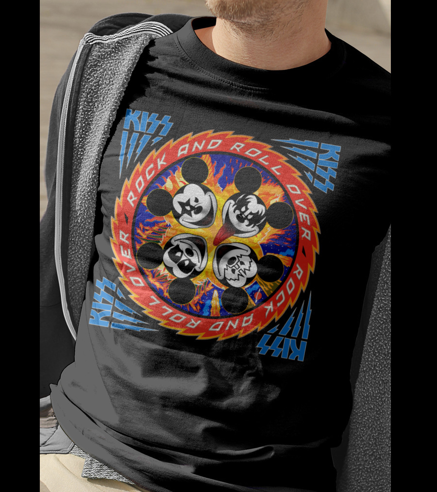 KISS Rock And Roll Over Mickey Mouse Faces T-Shirt