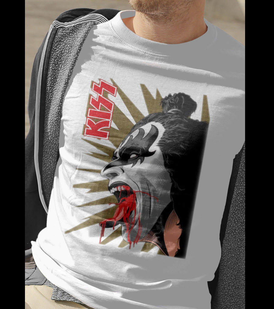KISS Demon Face Makeup With Blood Spatter T-Shirt