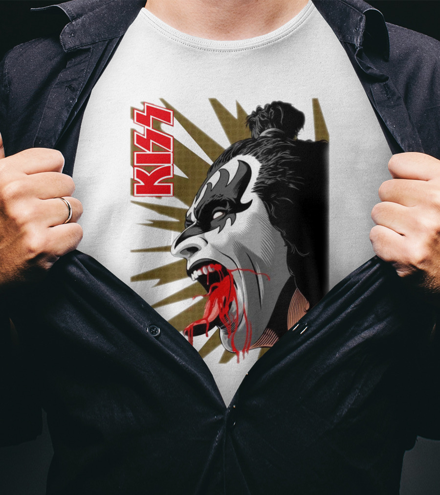 KISS Demon Face Makeup With Blood Spatter T-Shirt