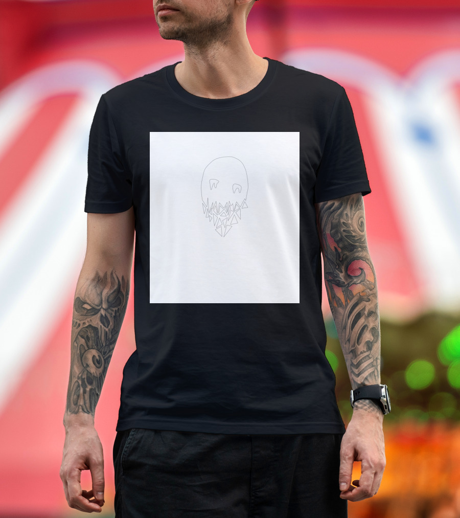 Broken Skull Minimal Line Art With Geometric Fragmentation T-Shirt