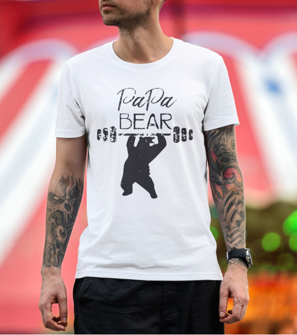 Premium T-Shirt: Papa Bear Bear Lifting Weights Dad Husband T-Shirt Papa Bear Bear Lifting Weights Dad Husband T-Shirt