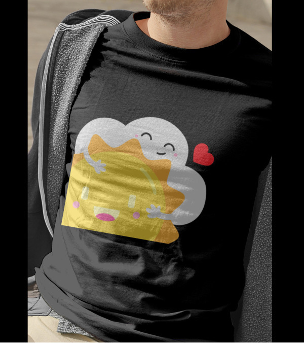Partly Cloudy And Partly Sunny Love With Cute Cloud And Sun Hugging With Heart T-Shirt