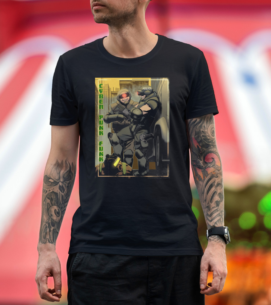 Cyber Punk Funk Police Tactics Urban Dystopia T-Shirt