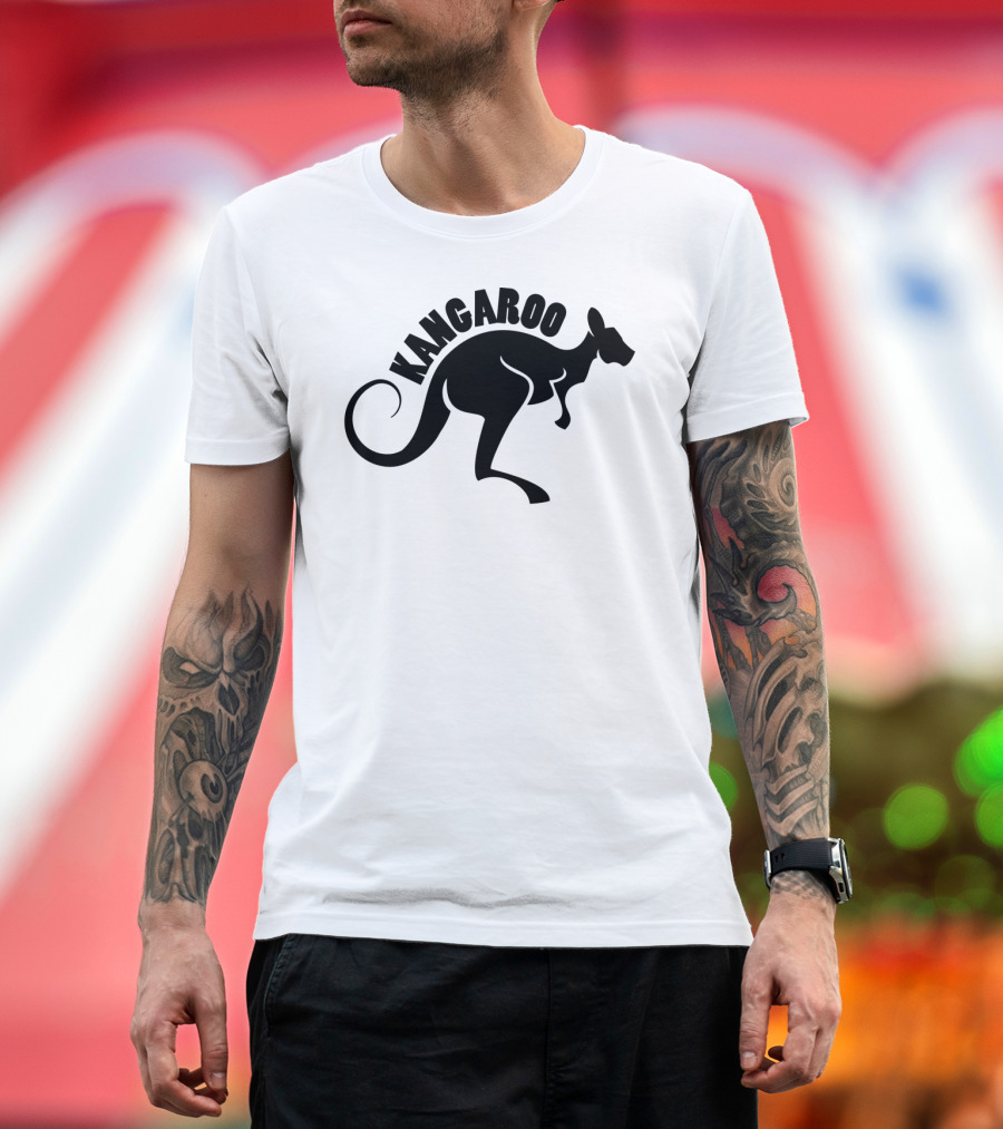 Kangaroo Silhouette Bold Lettering Dark T-Shirt