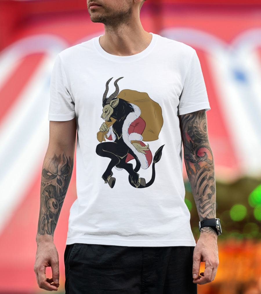 Krampus Santa Horns Festive Mischief Sack T-Shirt