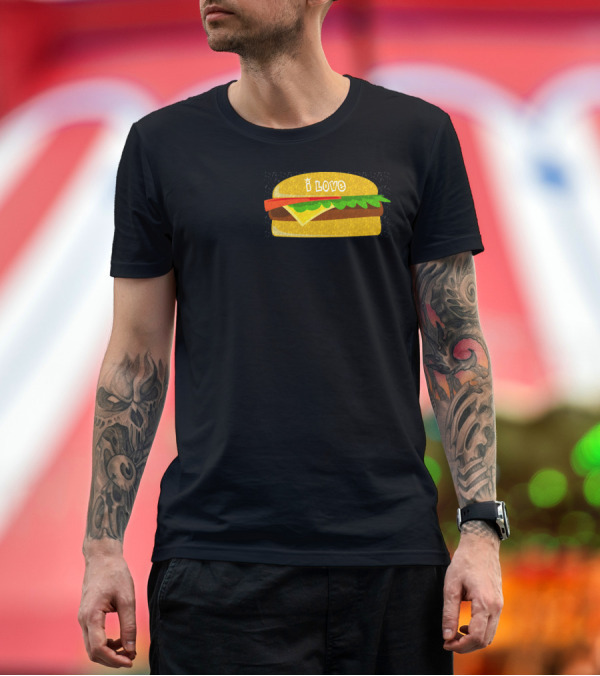 Premium T-Shirt: I Love Burger T-Shirt I Love Burger T-Shirt