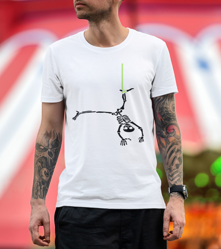 Hanging Skeleton on Neon Rope T-Shirt