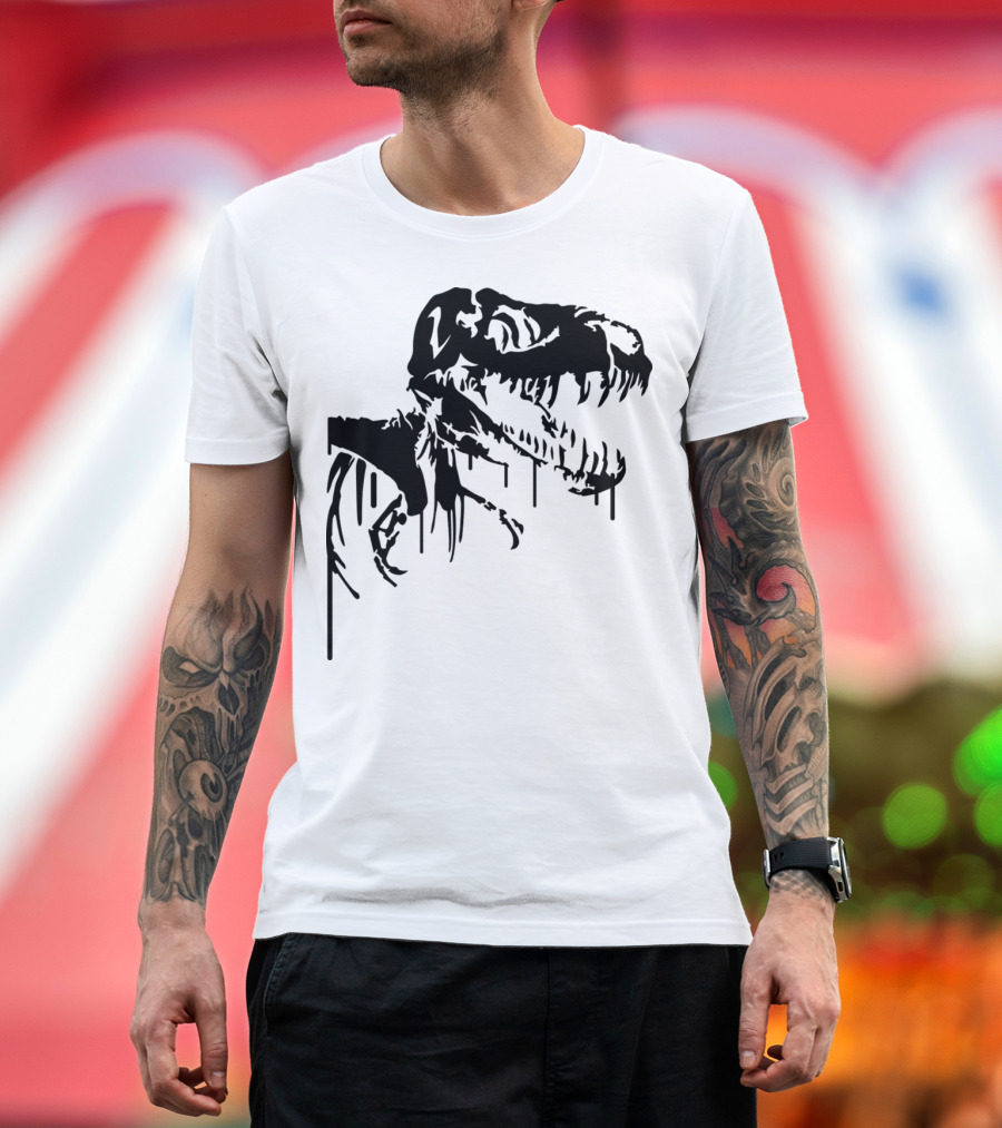 Dinosaur Skeleton T-Rex Dripping Effect T-Shirt