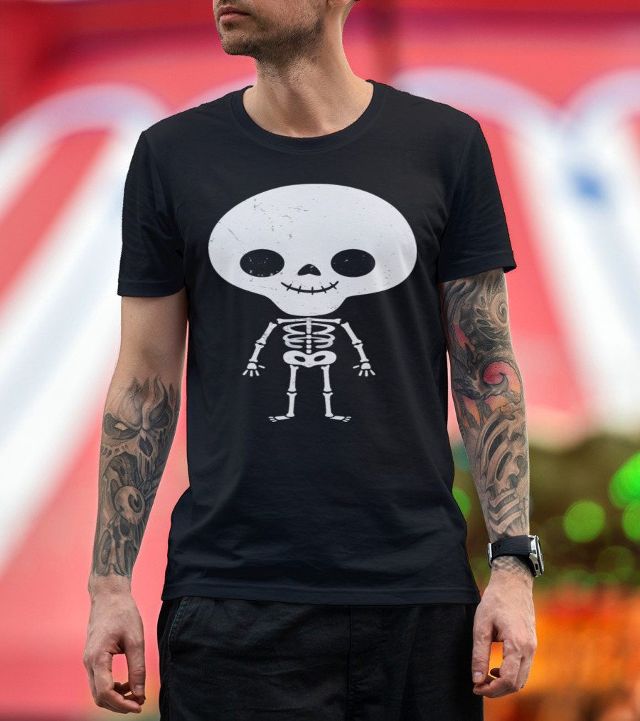 Funny Smiling Skeleton Skull Head Human Bones Humor T-Shirt