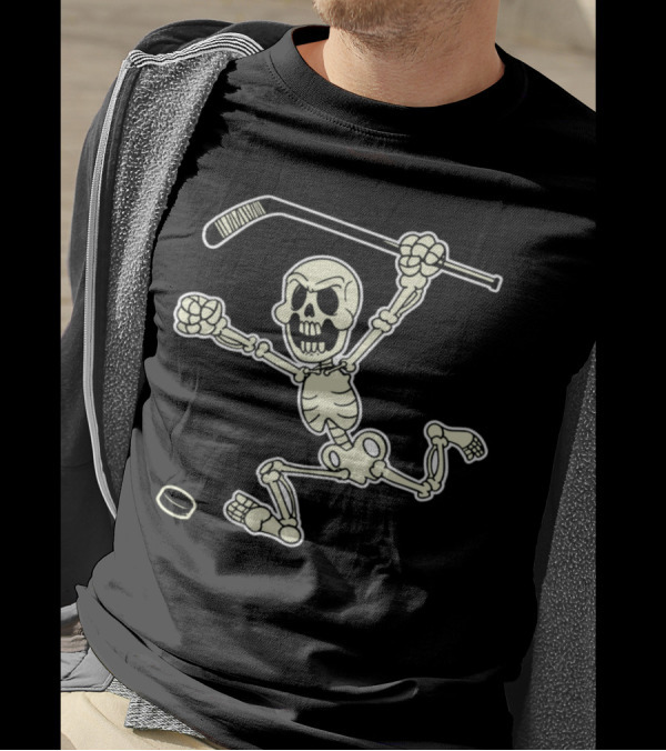 Skeleton Game Sport Teamworker Happy Favorite Skel Hockey T-Shirt