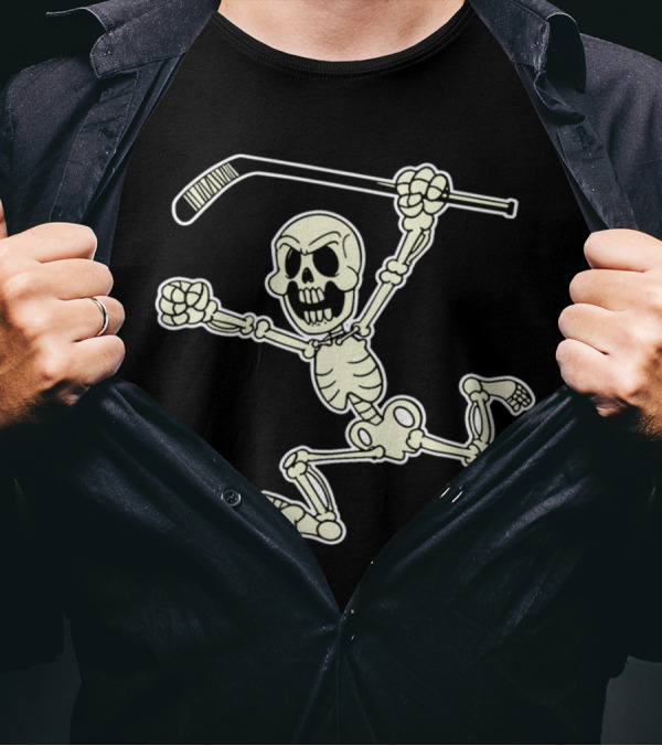 Skeleton Game Sport Teamworker Happy Favorite Skel Hockey T-Shirt